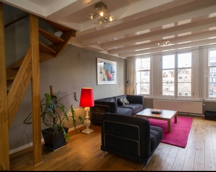 Living Room with the View of Stairs Singel apartment Amsterdam