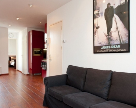 Living Room with Kitchen View Kerkstraat apartment Amsterdam