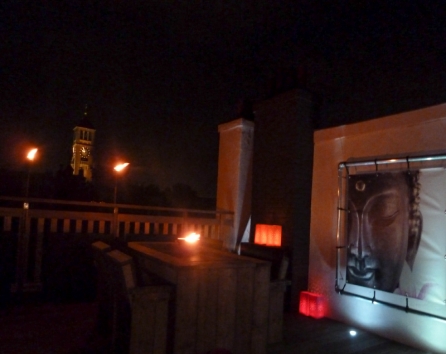 Roof terrace by night