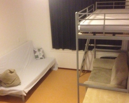 Futon couch and bunkbed